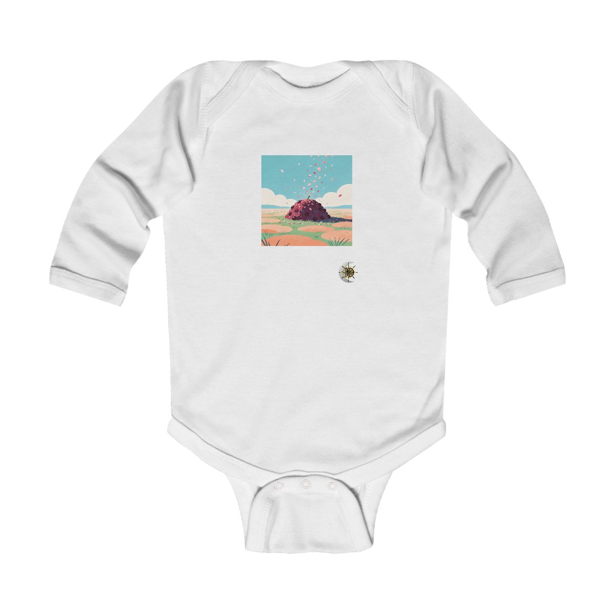 HD Berry-shaped hill receiving a shower of falling petals Infant Long Sleeve Bodysuit