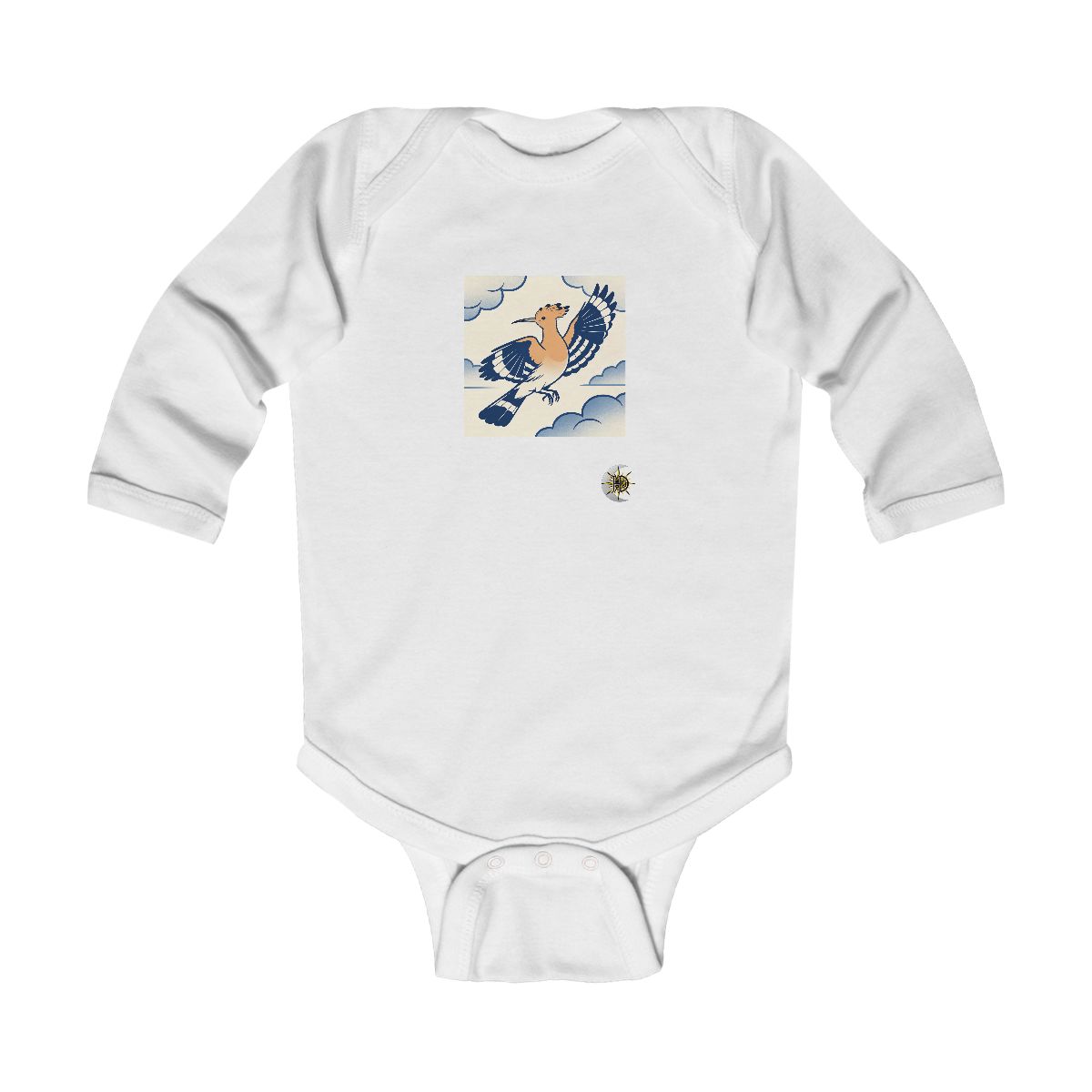 HD Hoopoe crossing the scene with one wing lifted Infant Long Sleeve Bodysuit