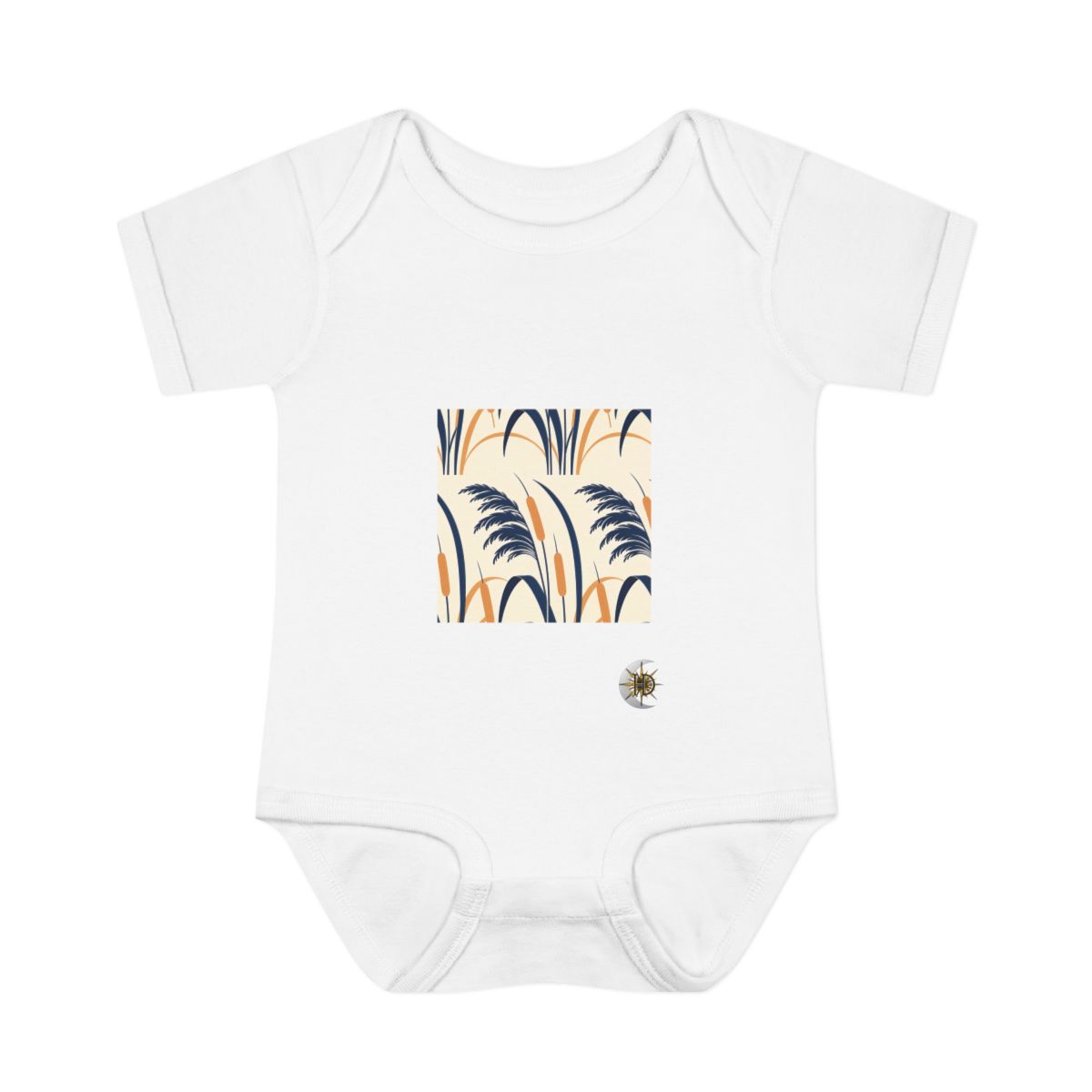 HD Long reed curves forming a spacious staggered repeat Infant Baby Rib Bodysuit