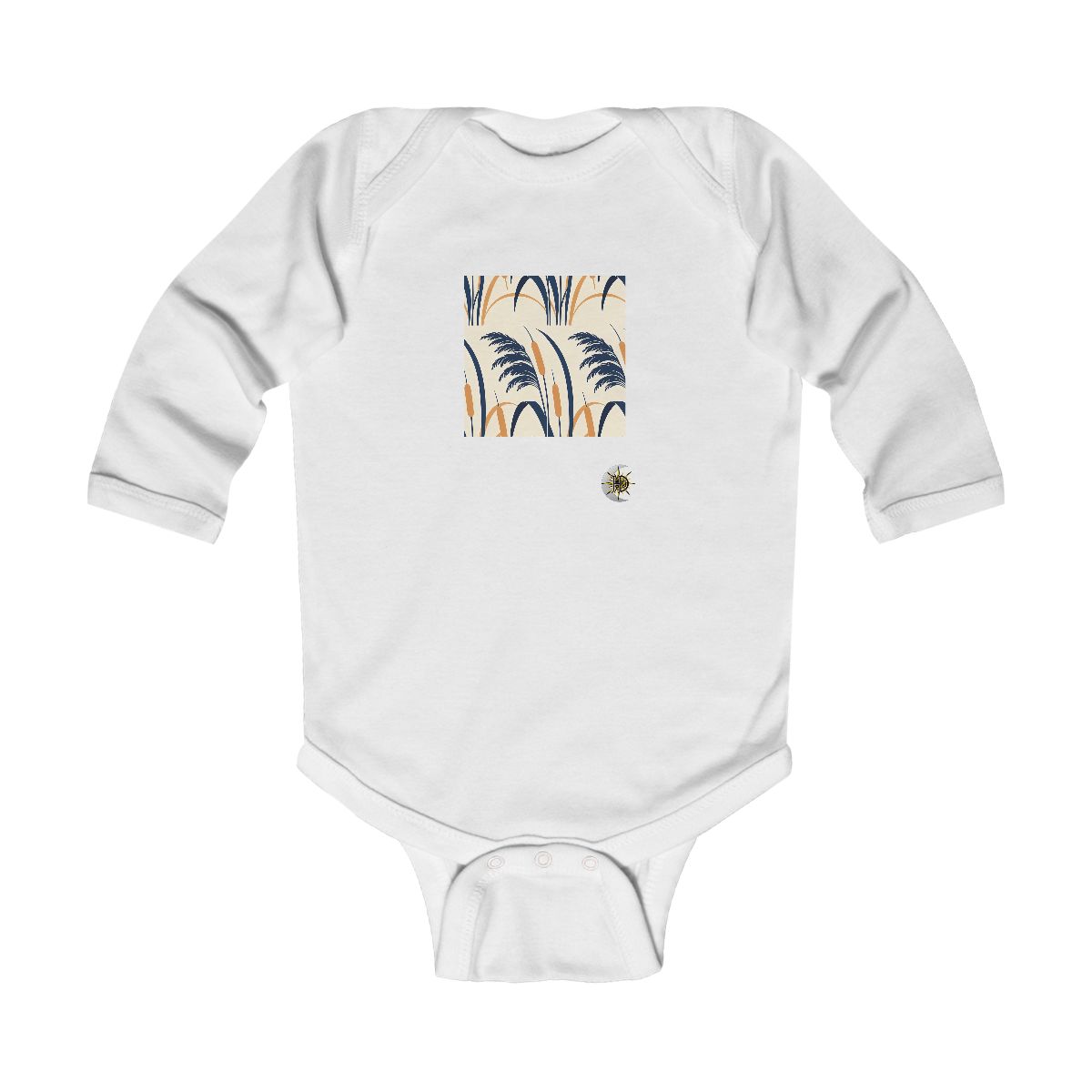 HD Long reed curves forming a spacious staggered repeat Infant Long Sleeve Bodysuit