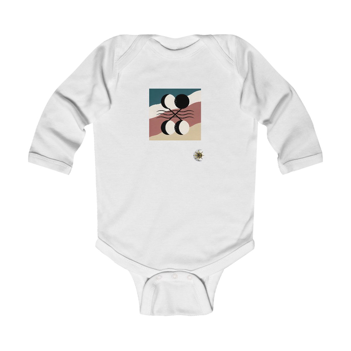 HD Pair of nested eclipses crossed by three parallel wave lines Infant Long Sleeve Bodysuit