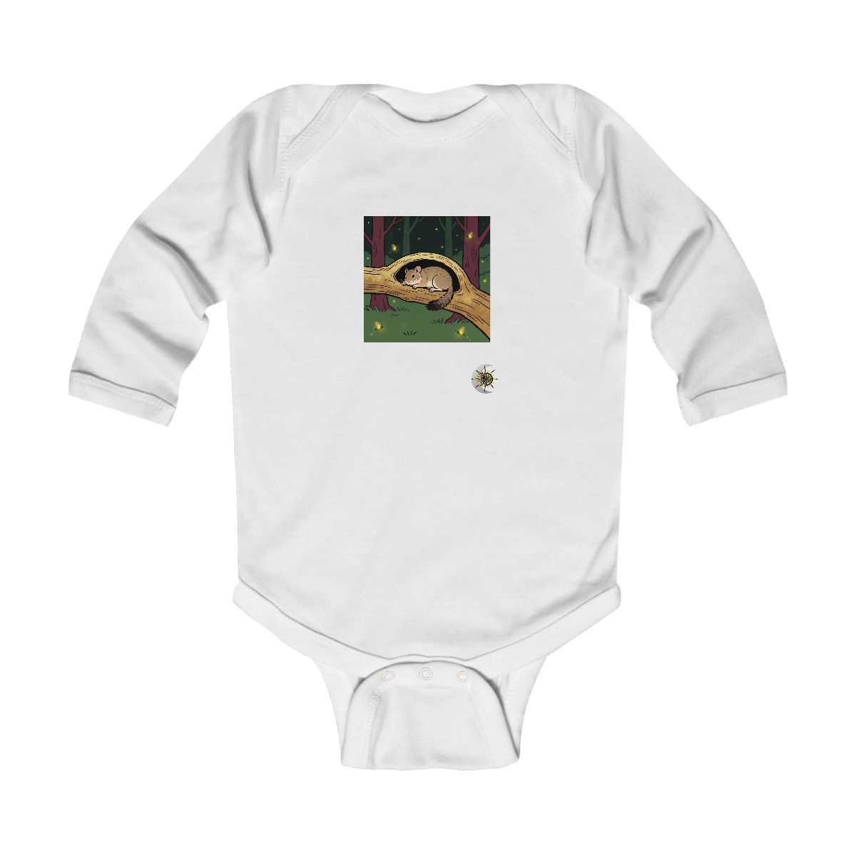 HD Pika napping inside a curved hollow branch Infant Long Sleeve Bodysuit