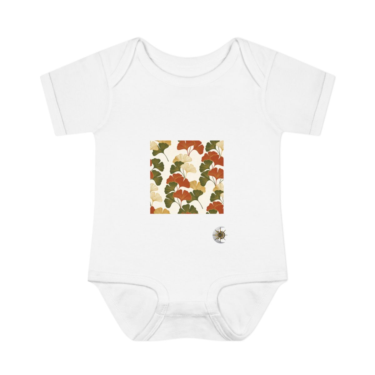 HD Ginkgo-like lobes alternating dense clusters with empty lanes Infant Baby Rib Bodysuit
