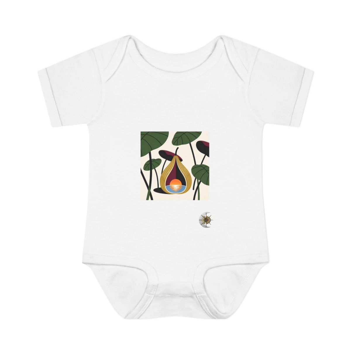HD Seedpod alcove cradling a pool of reflected sunrise Infant Baby Rib Bodysuit