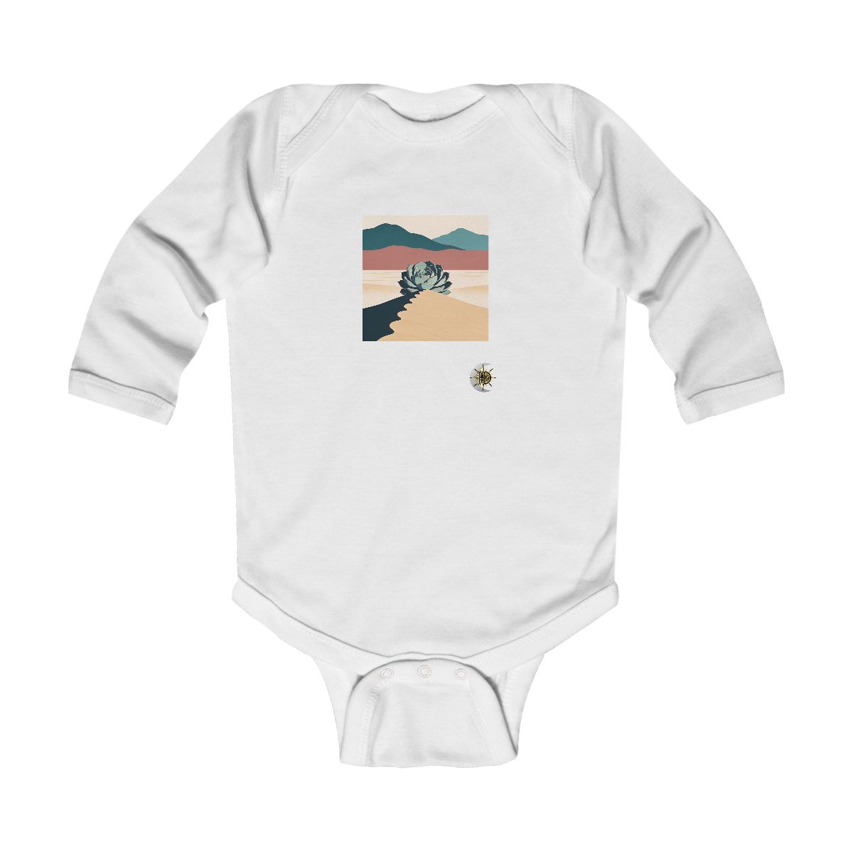 HD Succulent rosette rising behind a scalloped dune Infant Long Sleeve Bodysuit