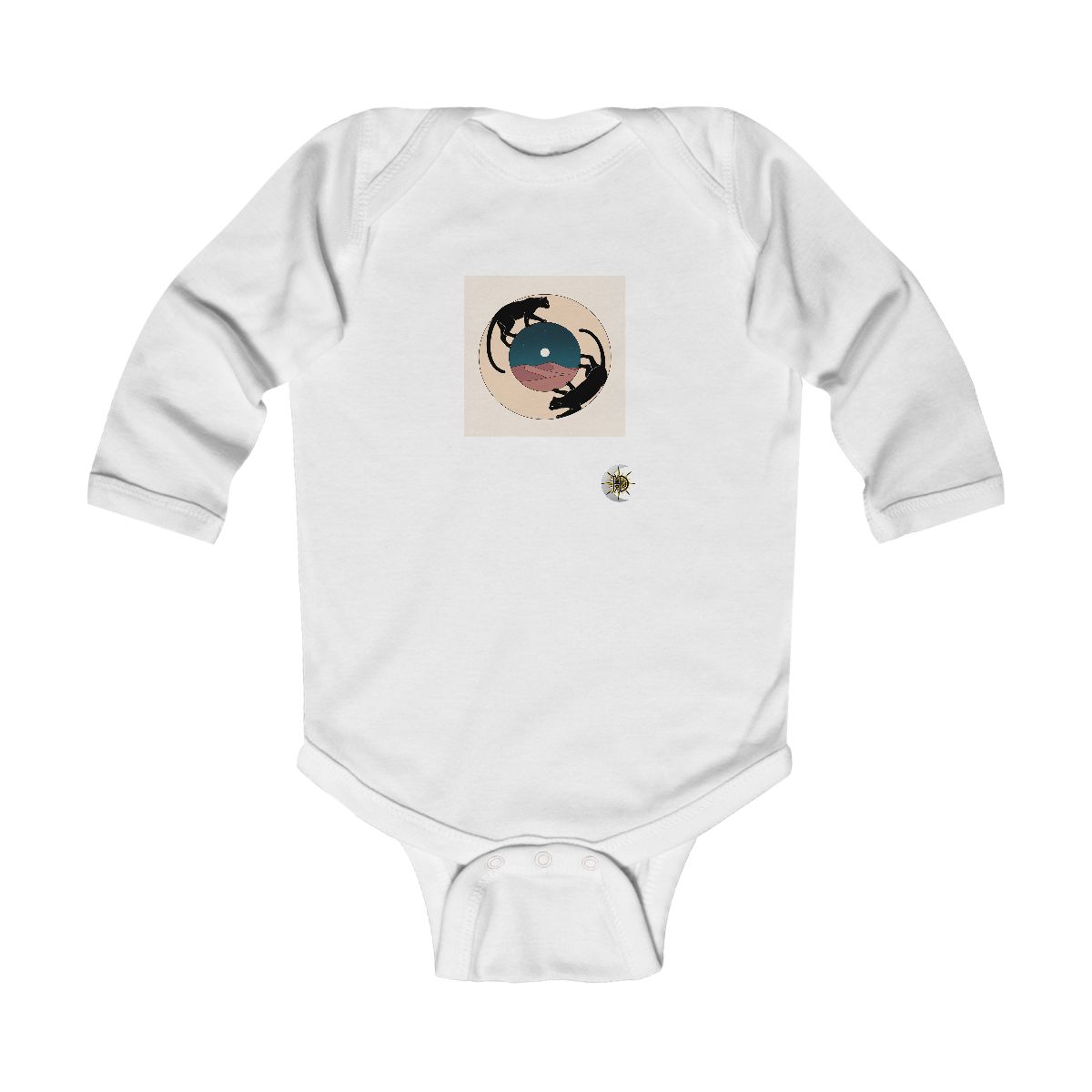 HD Low moon over dunes held within an asymmetric ring of open space Infant Long Sleeve Bodysuit