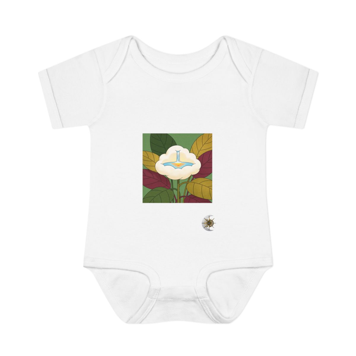 HD Cloud with a waterfall cradling a pool of reflected sunrise Infant Baby Rib Bodysuit