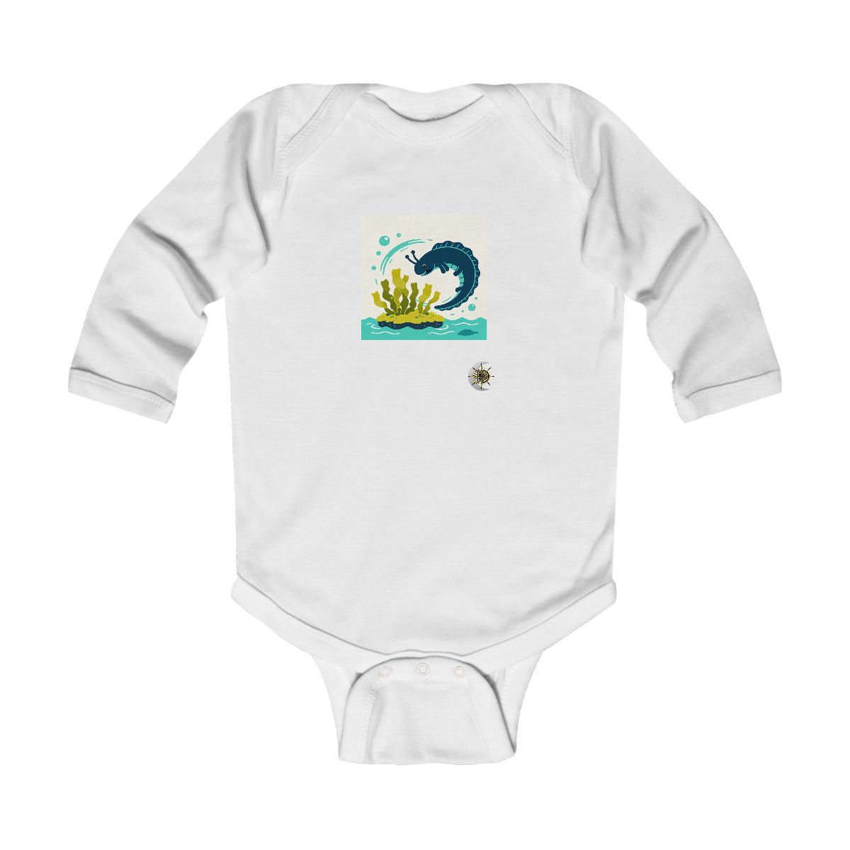 HD Sea slug circling a floating kelp island Infant Long Sleeve Bodysuit