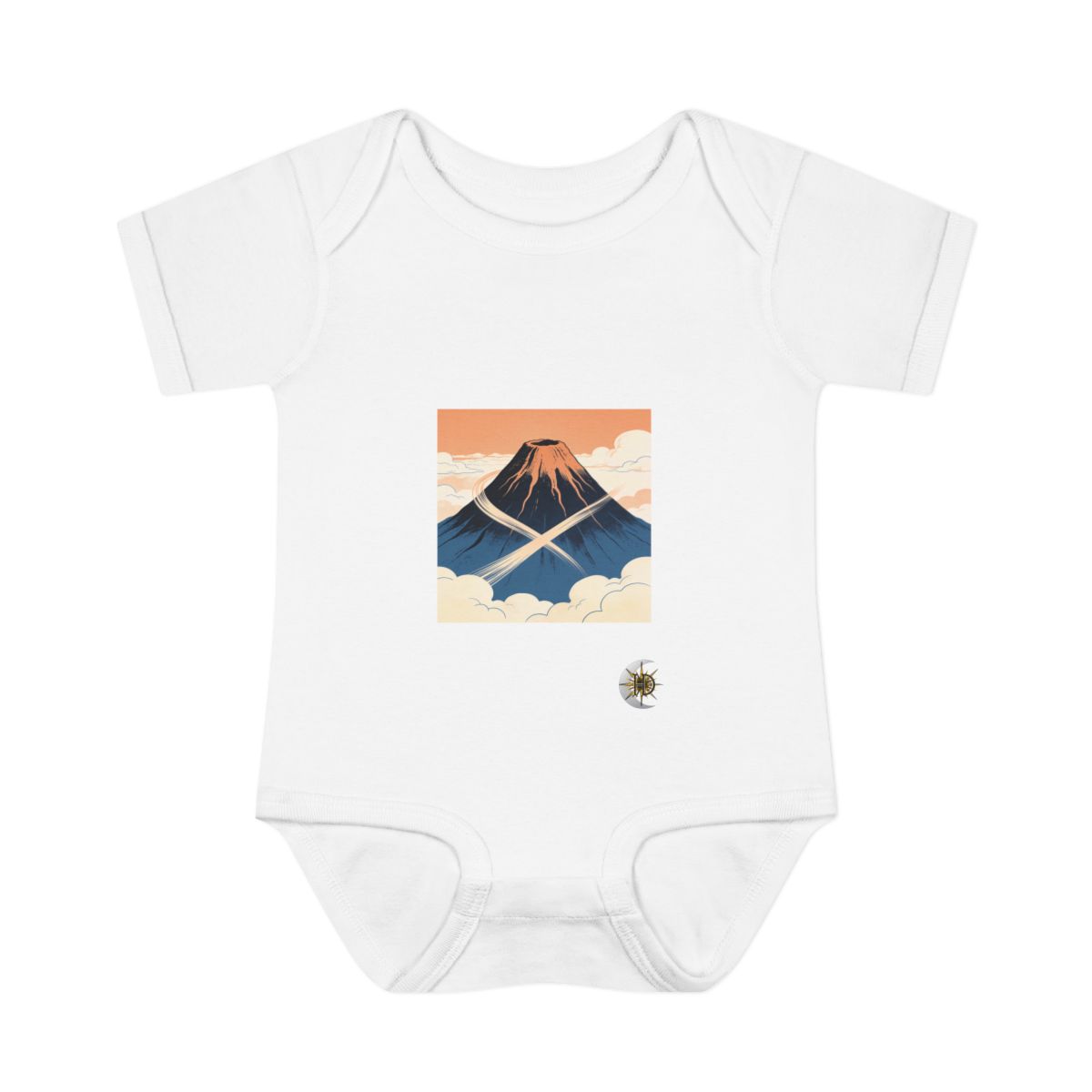 HD Rounded volcano crossed by a gentle diagonal breeze Infant Baby Rib Bodysuit