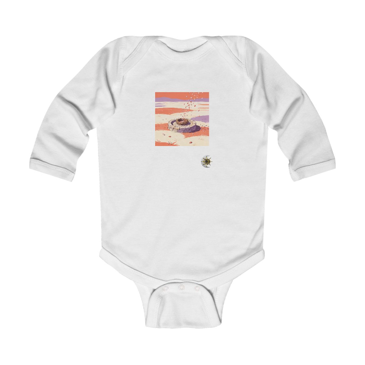 HD Nest-shaped stone terrace receiving a shower of falling petals Infant Long Sleeve Bodysuit