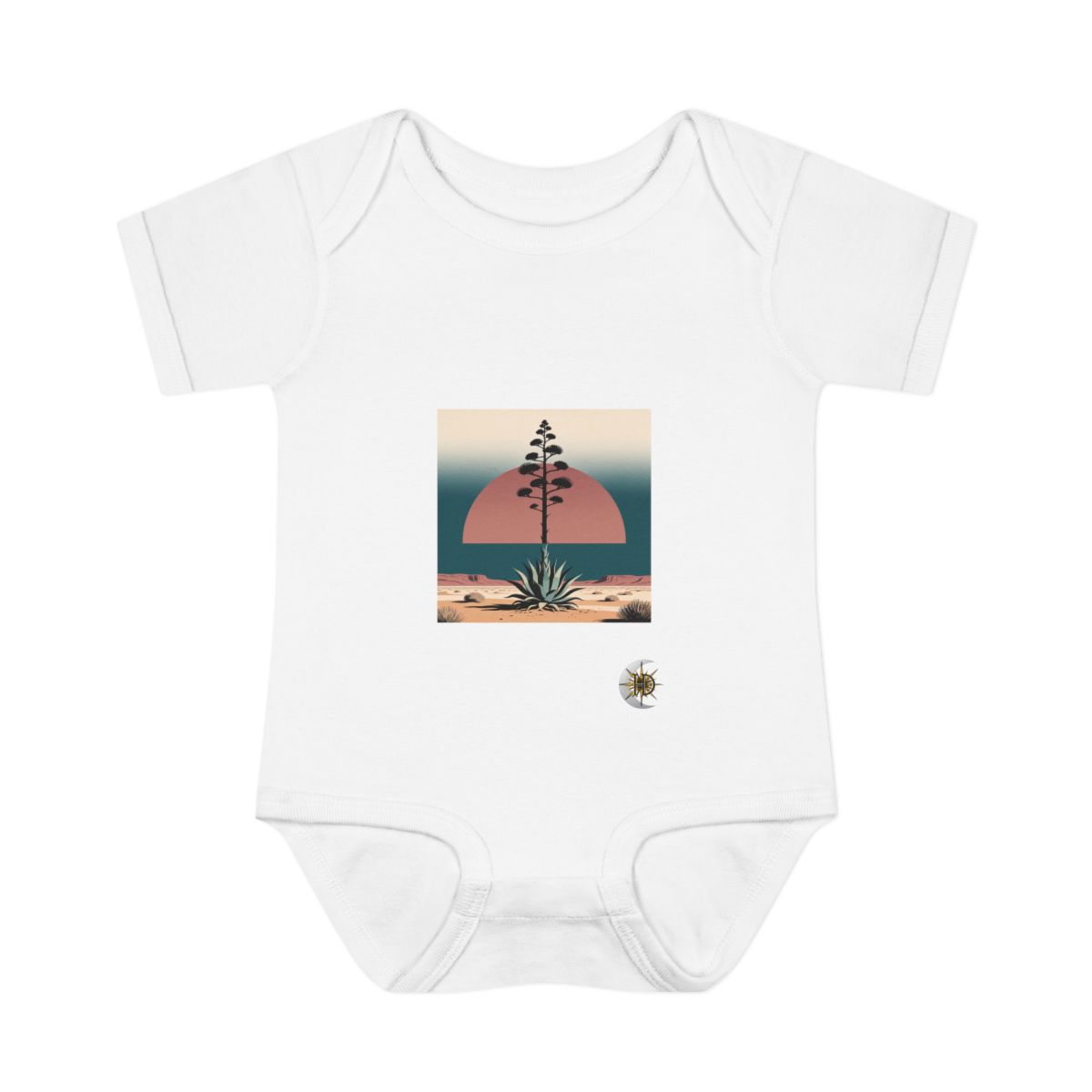 HD Flowering agave crossing a large semicircle of dusk sky Infant Baby Rib Bodysuit