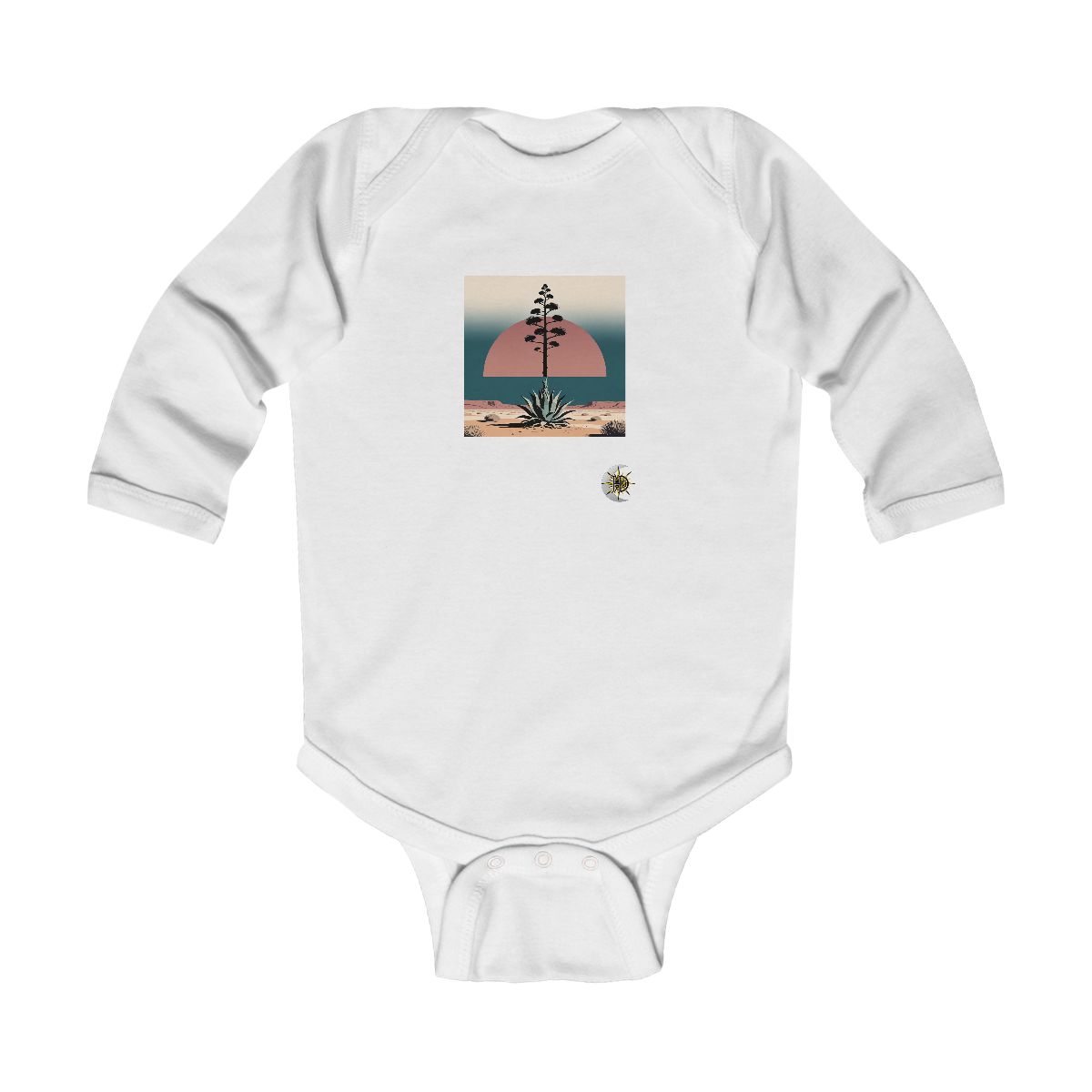 HD Flowering agave crossing a large semicircle of dusk sky Infant Long Sleeve Bodysuit