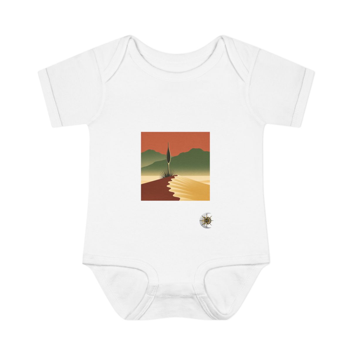 HD Desert spoon plant rising behind a scalloped dune Infant Baby Rib Bodysuit