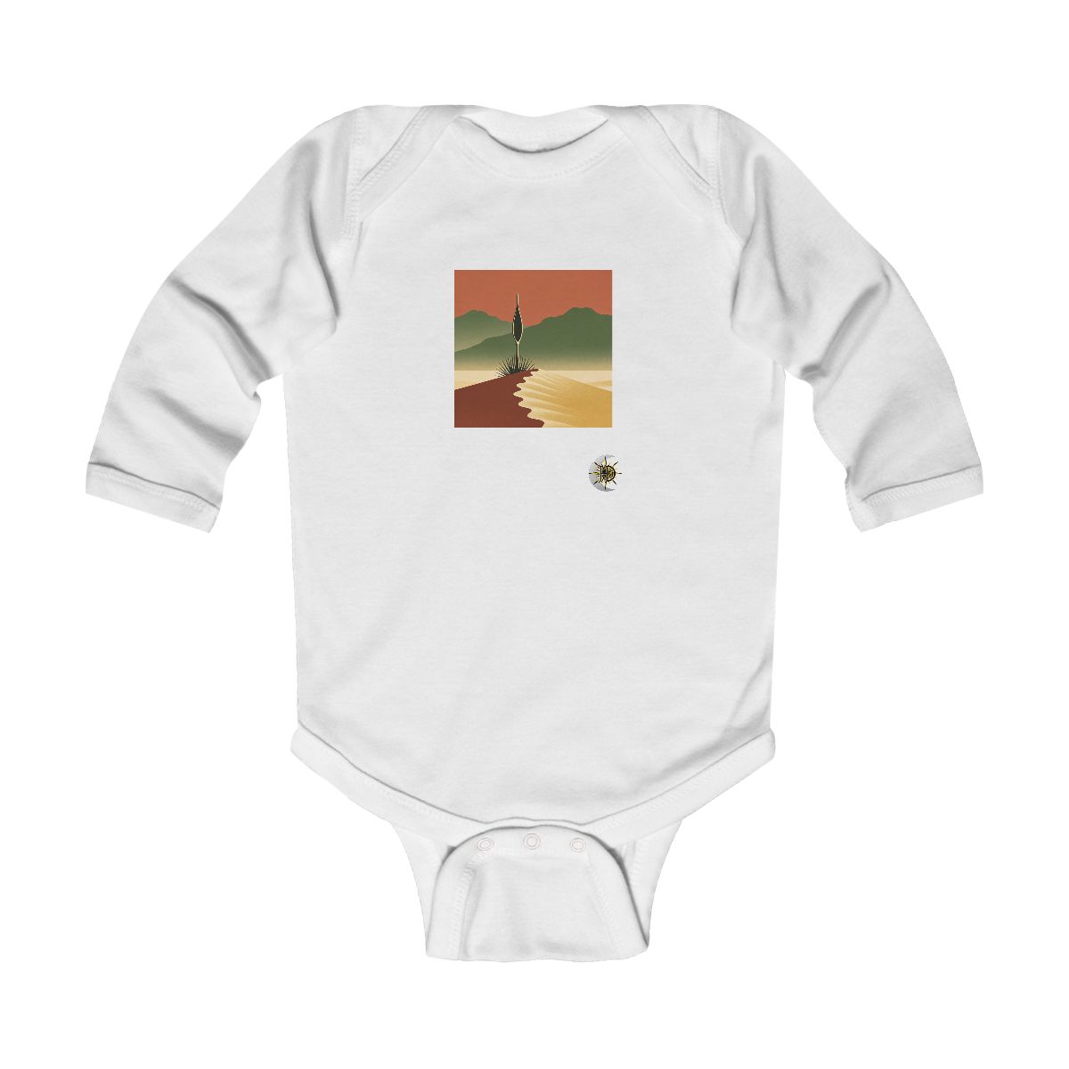 HD Desert spoon plant rising behind a scalloped dune Infant Long Sleeve Bodysuit