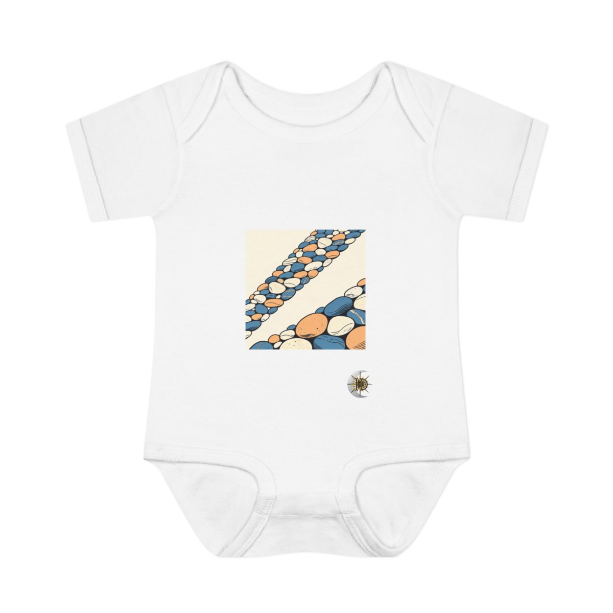 HD Smooth beach stones gathering into a broad diagonal band Infant Baby Rib Bodysuit