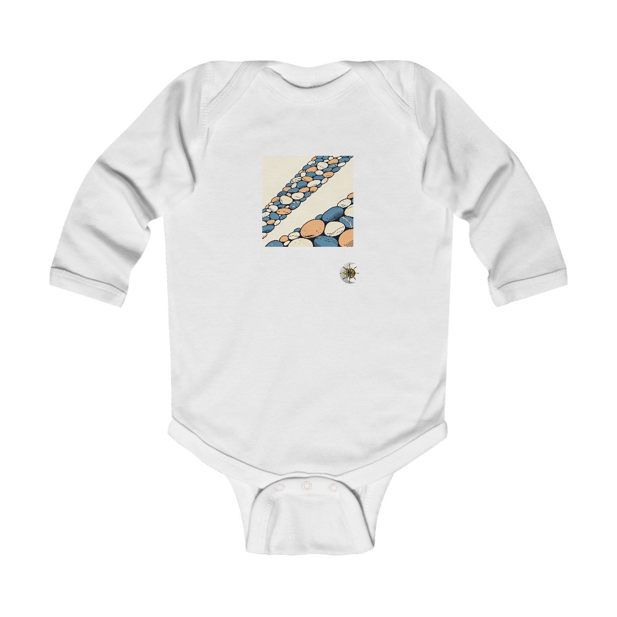 HD Smooth beach stones gathering into a broad diagonal band Infant Long Sleeve Bodysuit