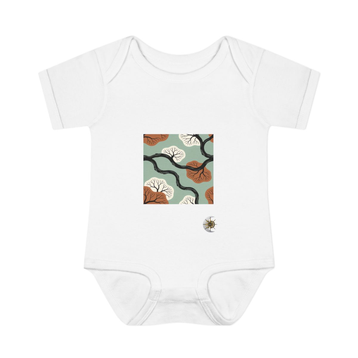 HD River-vein motif forming a spacious staggered repeat Infant Baby Rib Bodysuit