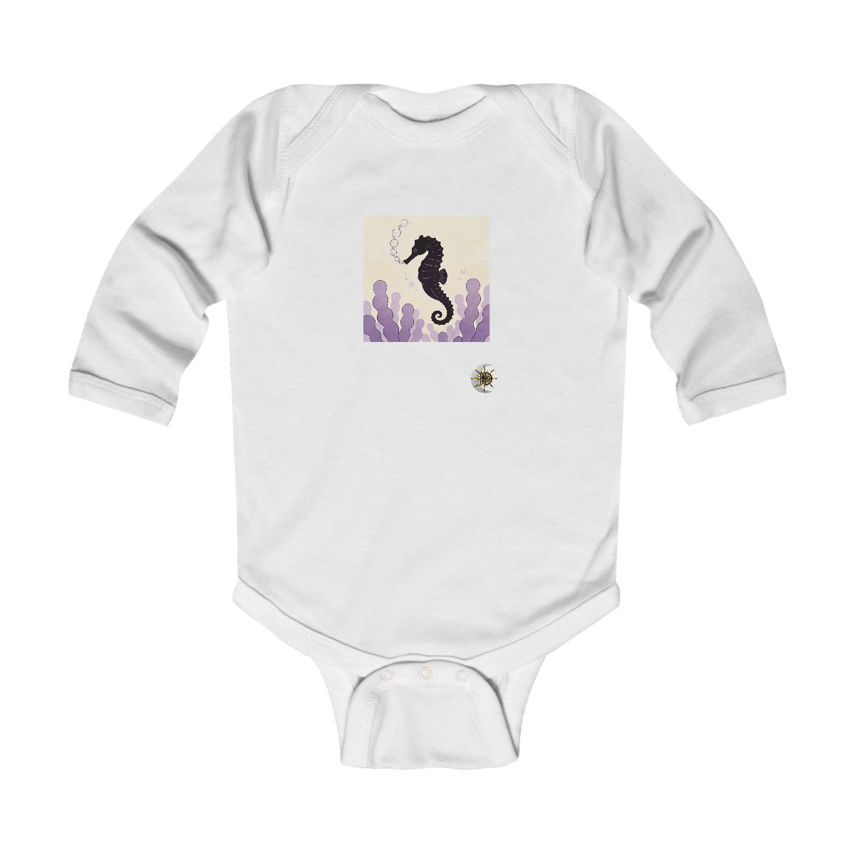 HD Sea slug chasing a looping chain of bubbles Infant Long Sleeve Bodysuit