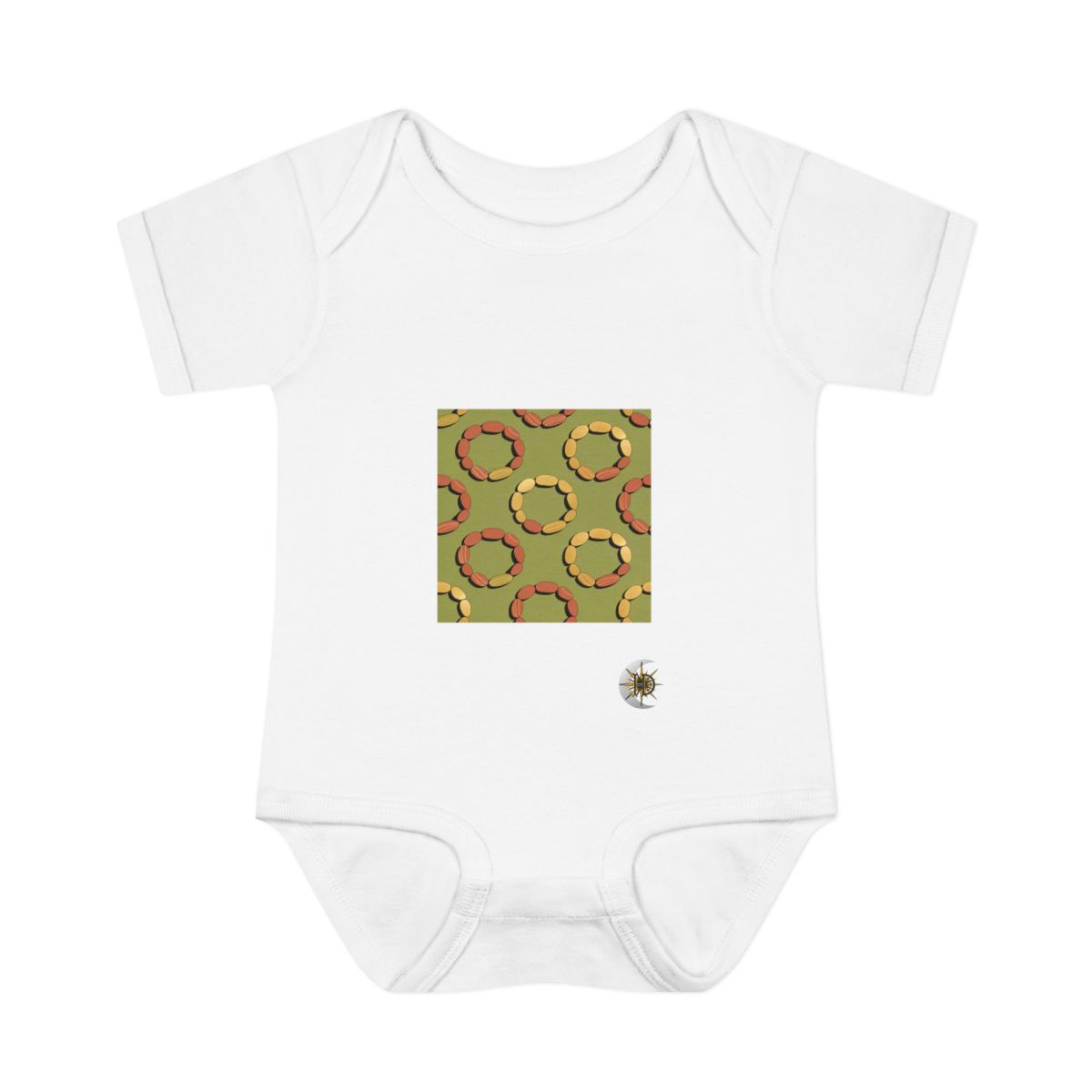 HD Pebble rings forming a spacious staggered repeat Infant Baby Rib Bodysuit