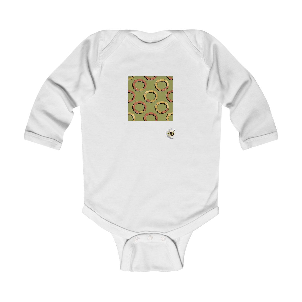 HD Pebble rings forming a spacious staggered repeat Infant Long Sleeve Bodysuit
