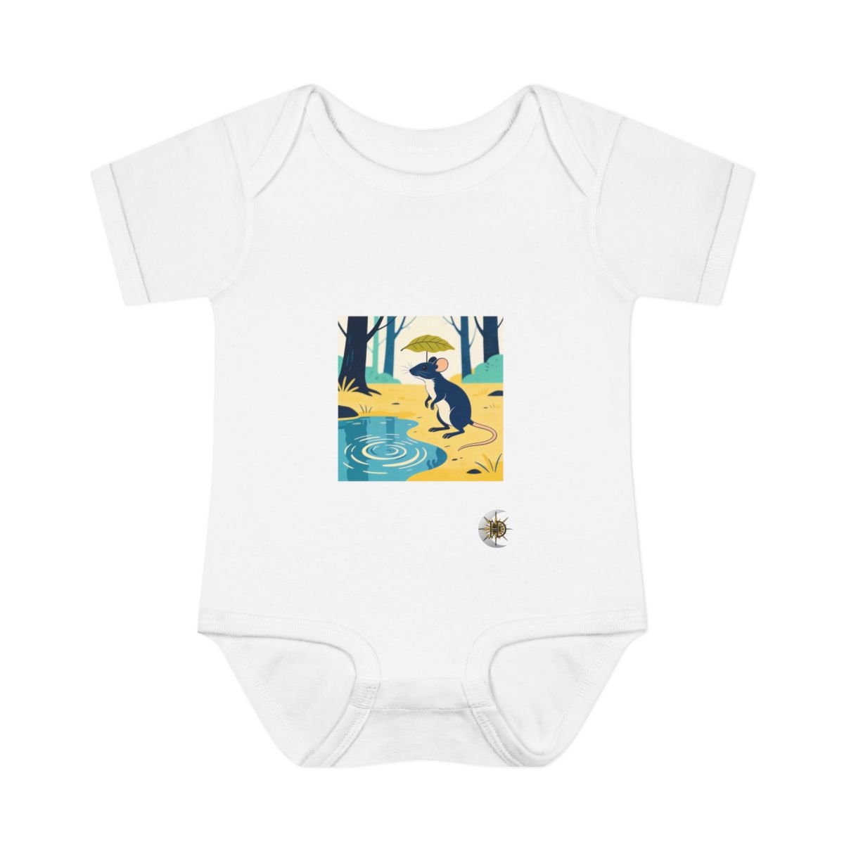 HD Jerboa balancing a leaf as a tiny umbrella Infant Baby Rib Bodysuit