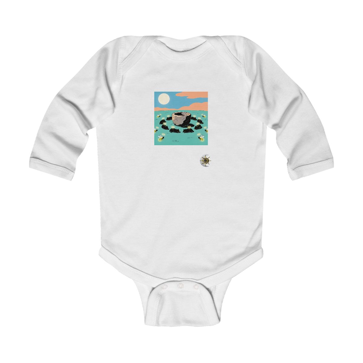 HD Moonhalo Cat Circle Infant Long Sleeve Bodysuit