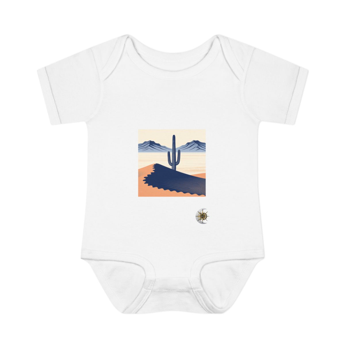 HD Saguaro rising behind a scalloped dune Infant Baby Rib Bodysuit