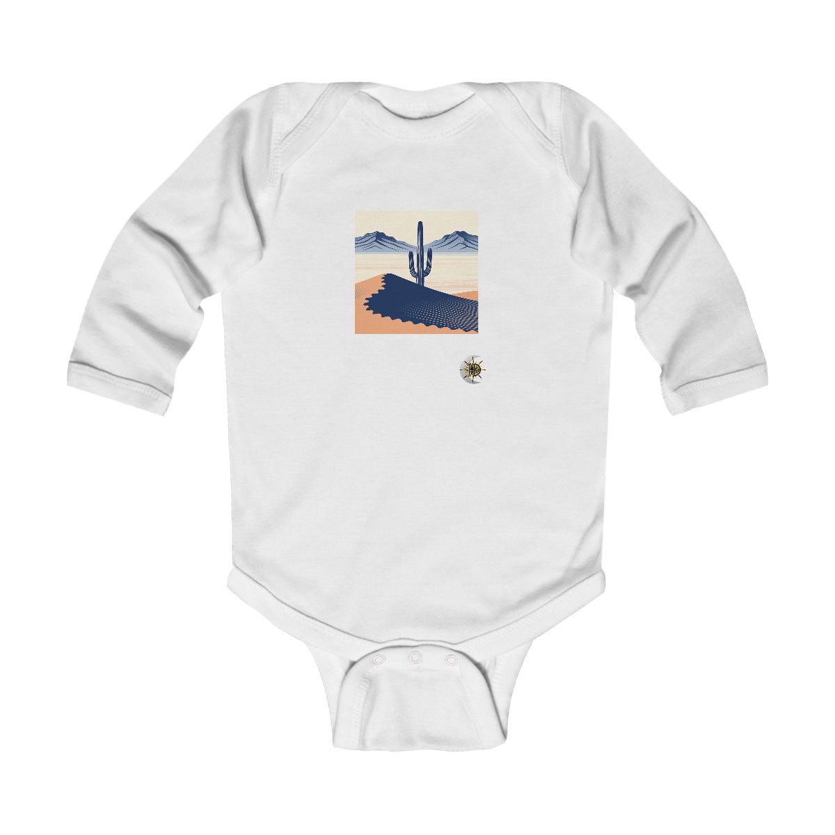 HD Saguaro rising behind a scalloped dune Infant Long Sleeve Bodysuit