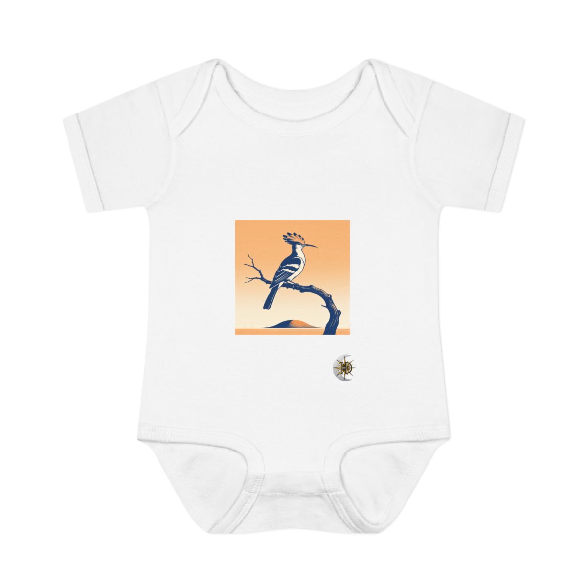 HD Hoopoe balancing on a curved bare branch Infant Baby Rib Bodysuit