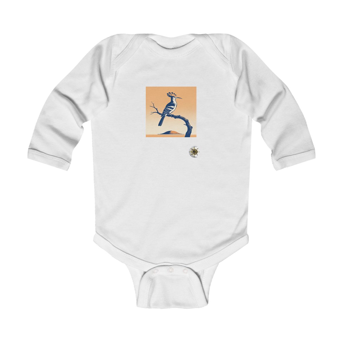 HD Hoopoe balancing on a curved bare branch Infant Long Sleeve Bodysuit