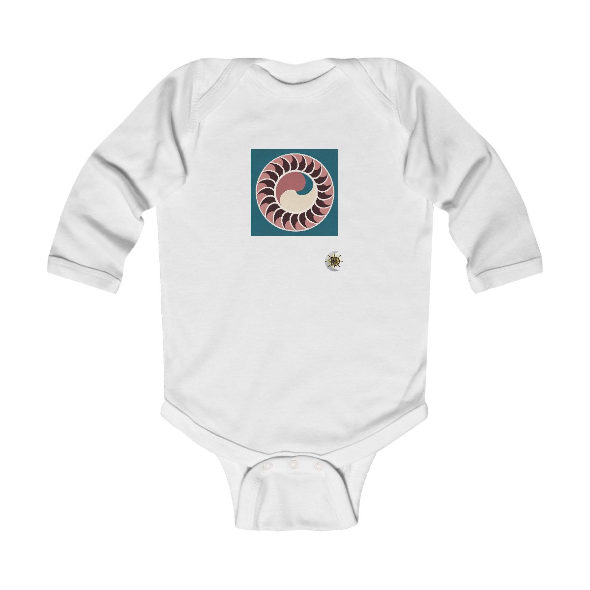 HD Shell-section spirals opening outward from an off-center quiet region Infant Long Sleeve Bodysuit