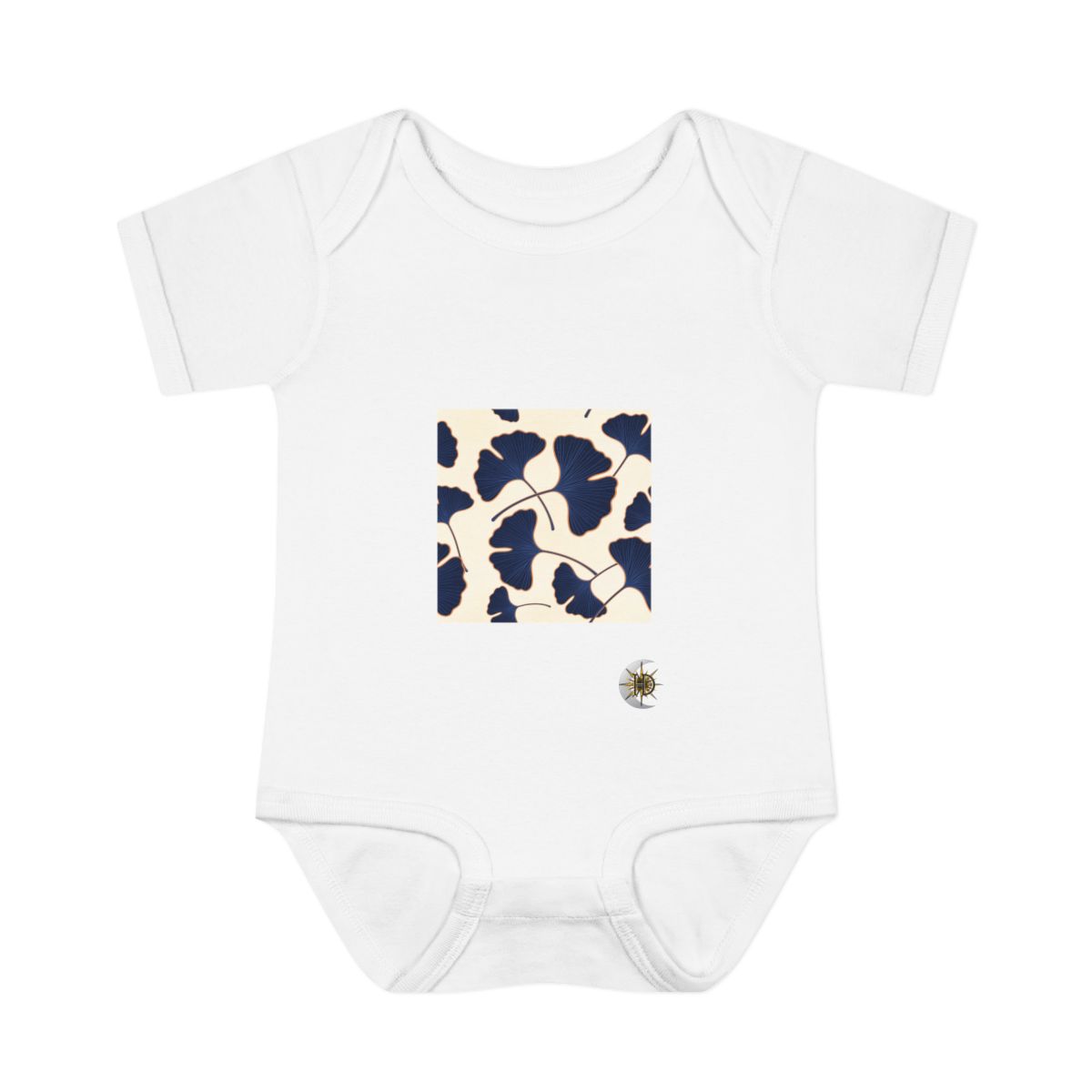 HD Ginkgo-like lobes forming a spacious staggered repeat Infant Baby Rib Bodysuit