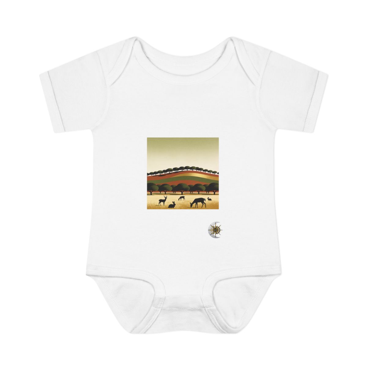 HD Orchard ridge reduced to stacked rounded color planes Infant Baby Rib Bodysuit
