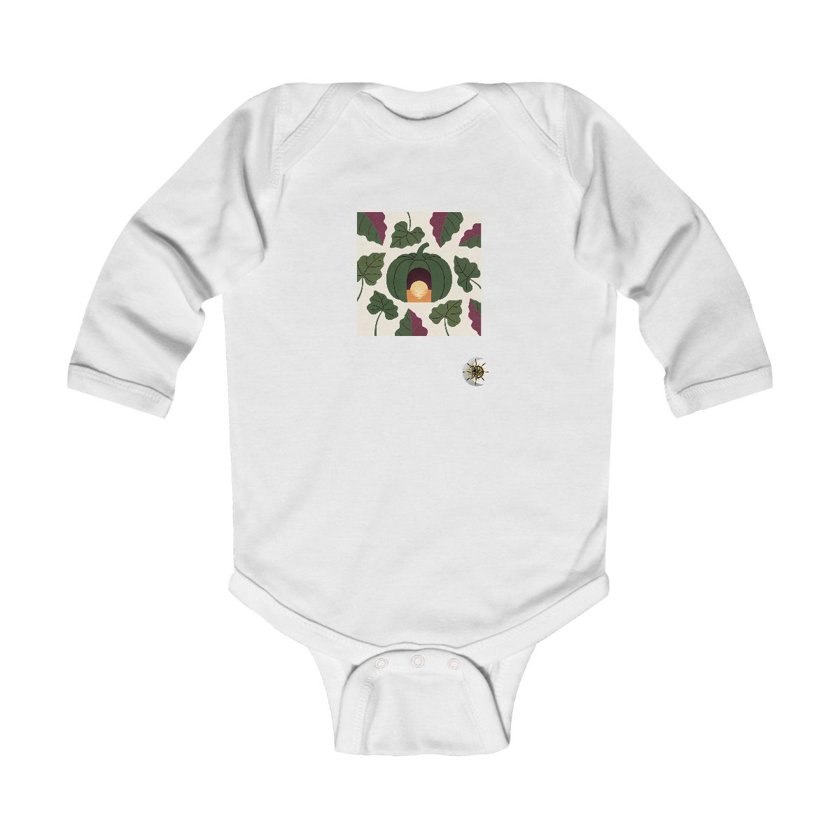 HD Doorless pumpkin shelter cradling a pool of reflected sunrise Infant Long Sleeve Bodysuit