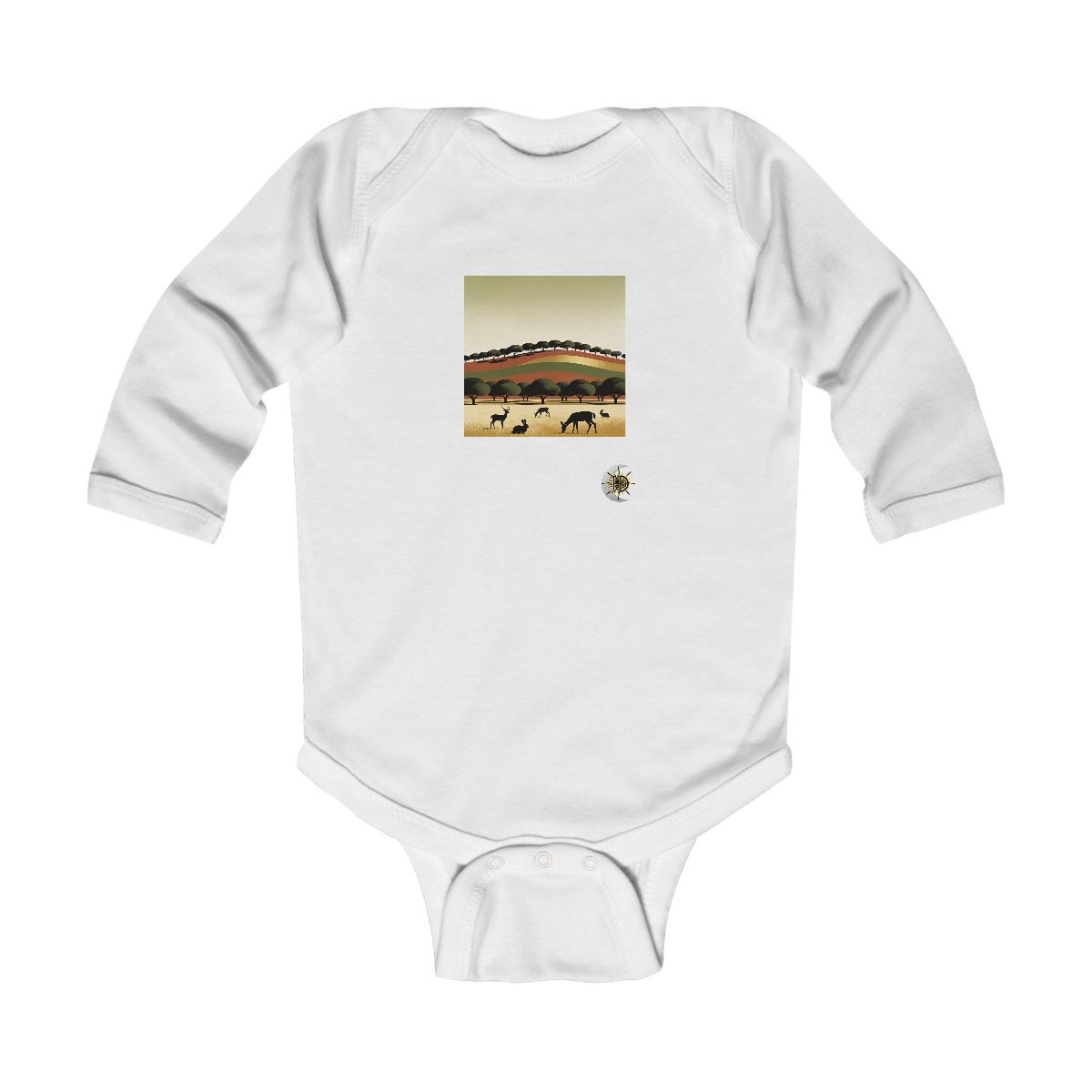 HD Orchard ridge reduced to stacked rounded color planes Infant Long Sleeve Bodysuit