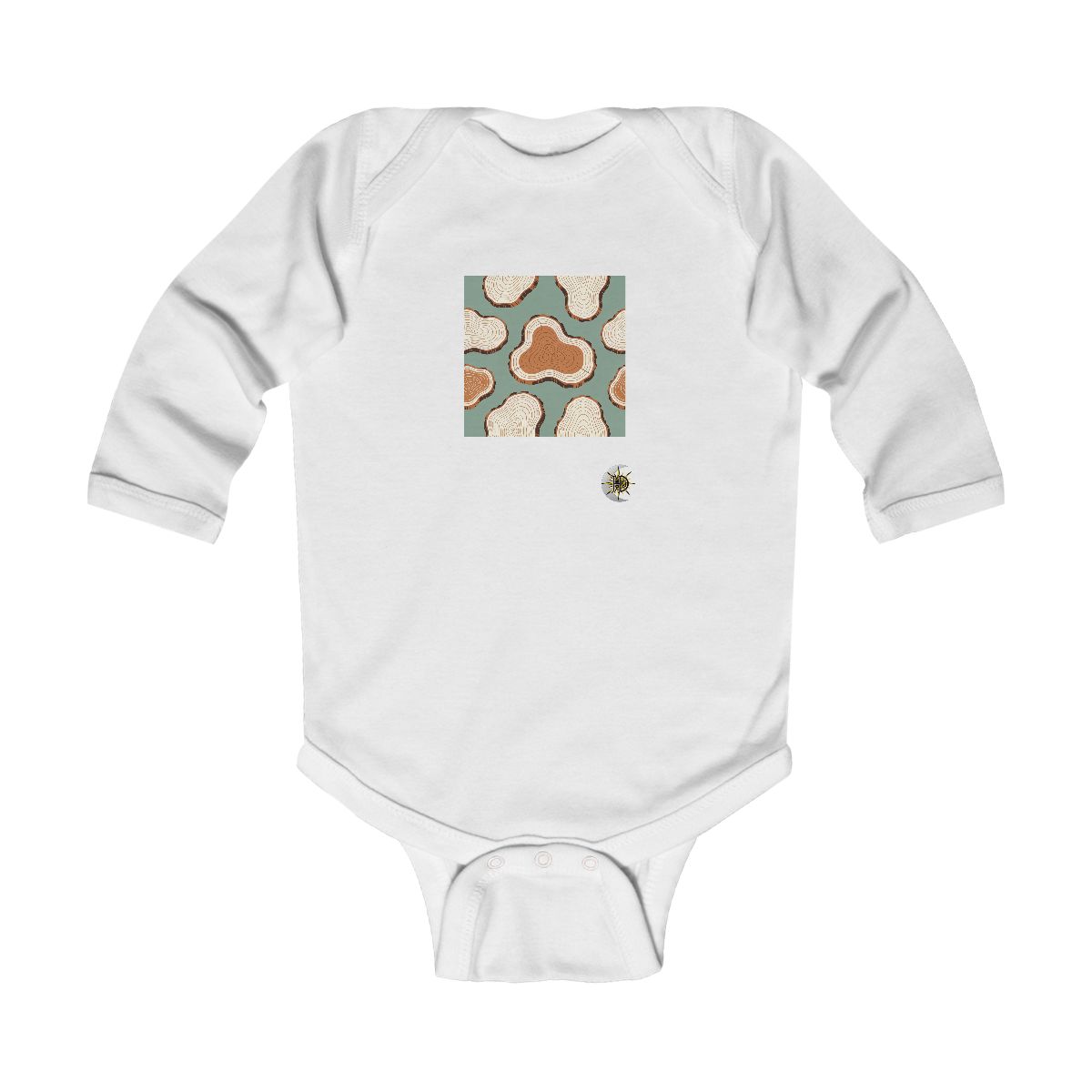 HD Wavy tree rings forming a spacious staggered repeat Infant Long Sleeve Bodysuit