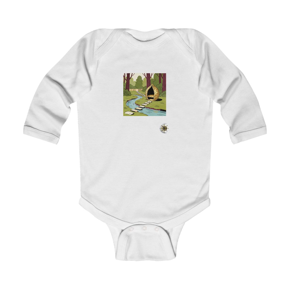 HD Seedpod alcove connected to a distant bank by stepping stones Infant Long Sleeve Bodysuit