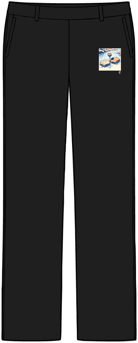 HD Lotus seed head emerging between two broad river stones Women’s Tailored Tech Trousers