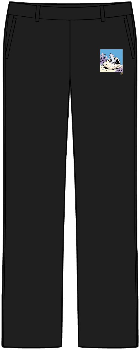 HD Reef squid peeking from behind an oversized shell Women’s Tailored Tech Trousers