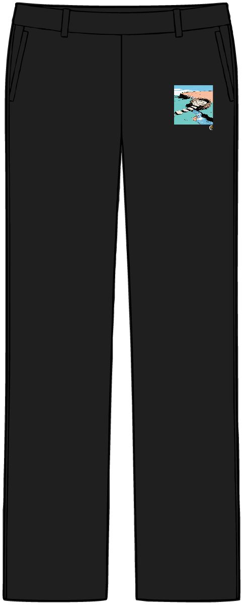 HD Nest-shaped stone terrace connected to a distant bank by stepping stones Women’s Tailored Tech Trousers