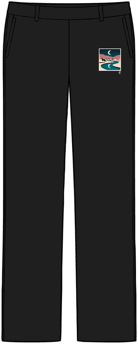 HD Looping river bend reflecting a broken arc of moonlight Women’s Tailored Tech Trousers