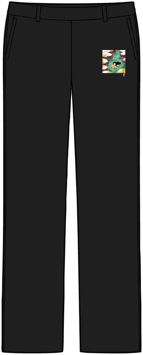 HD Little penguin resting near a star-shaped sea sponge Women’s Tailored Tech Trousers