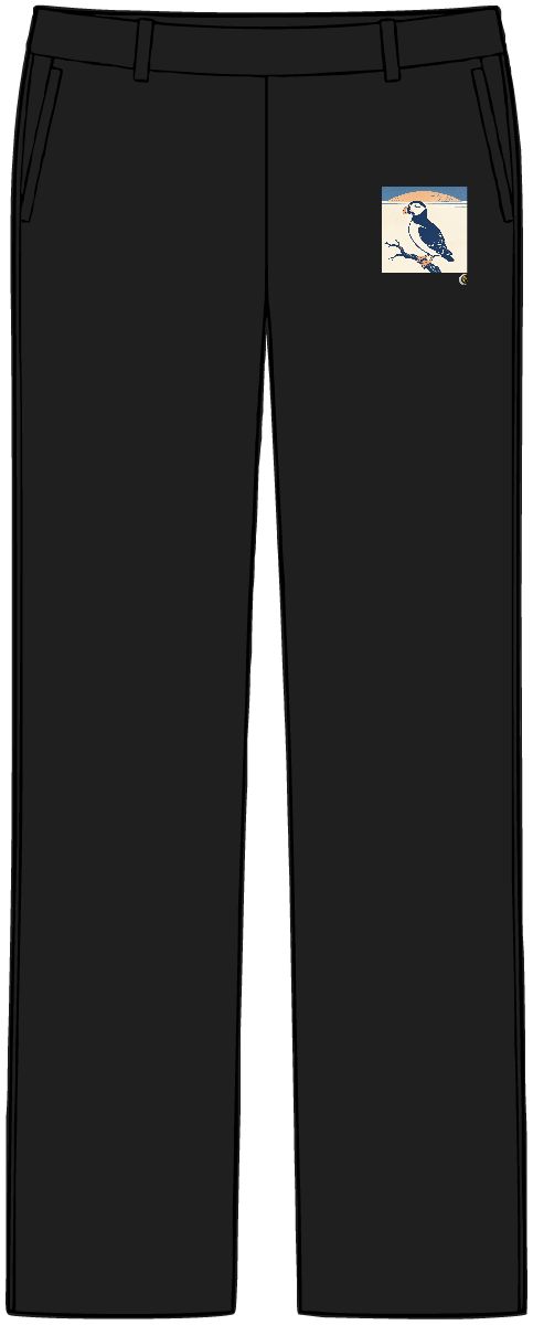 HD Puffin balancing on a curved bare branch Women’s Tailored Tech Trousers