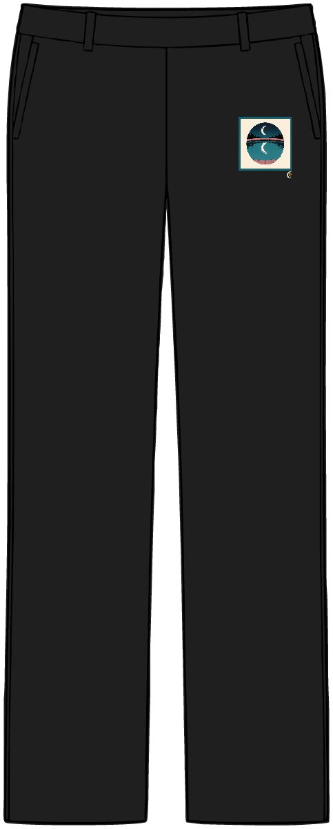 HD Oval pond reflecting a broken arc of moonlight Women’s Tailored Tech Trousers