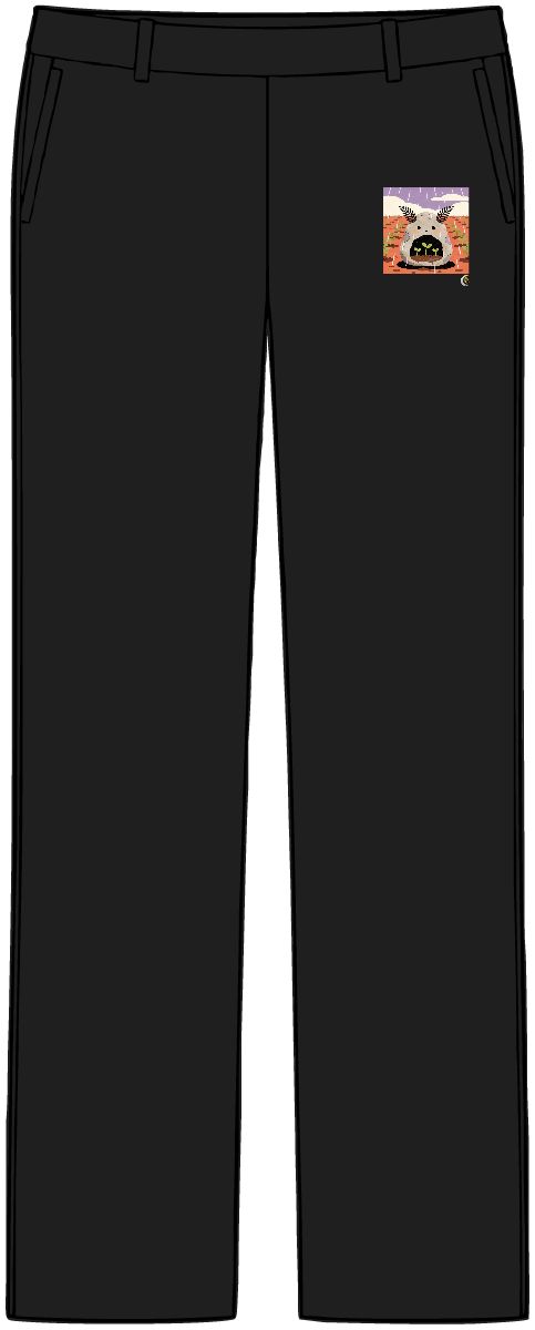 HD Pebble creature with fern ears sheltering three little sprouts Women’s Tailored Tech Trousers
