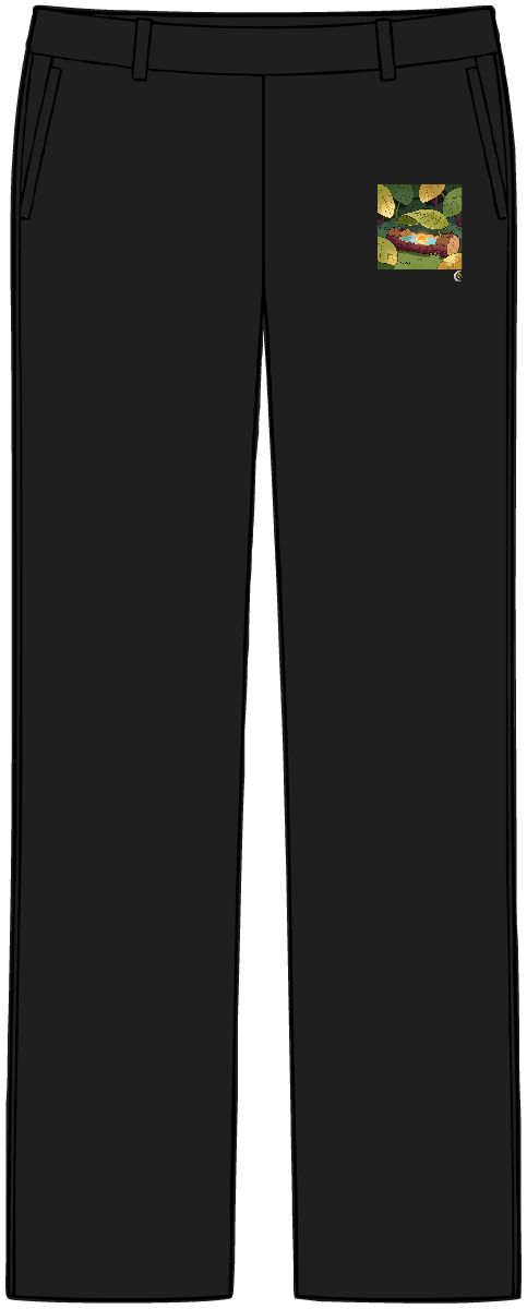 HD Log with a leaf roof cradling a pool of reflected sunrise Women’s Tailored Tech Trousers