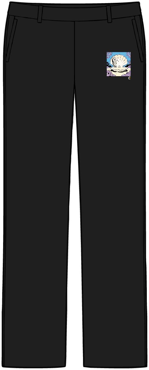 HD Seahorse peeking from behind an oversized shell Women’s Tailored Tech Trousers
