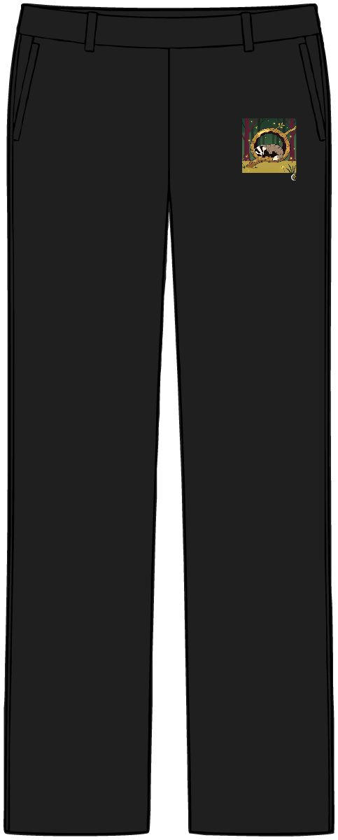 HD Badger napping inside a curved hollow branch Women’s Tailored Tech Trousers
