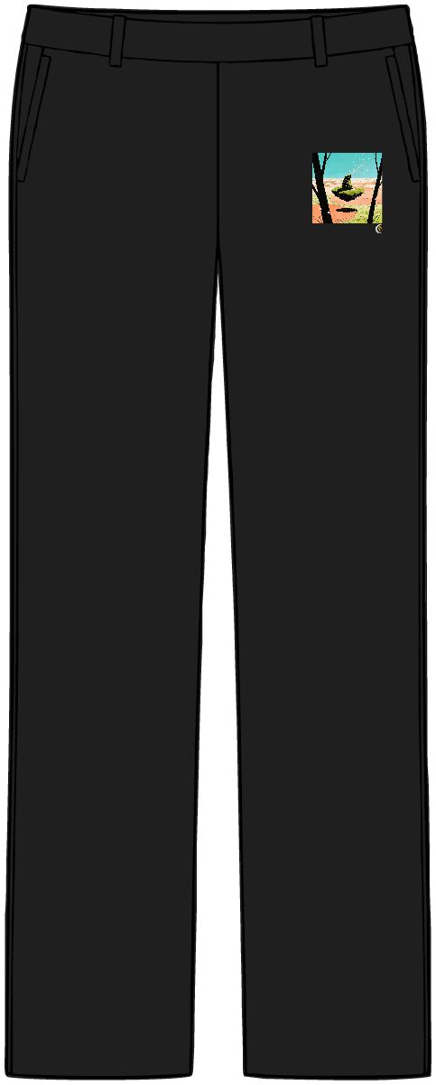 HD Floating moss island receiving a shower of falling petals Women’s Tailored Tech Trousers