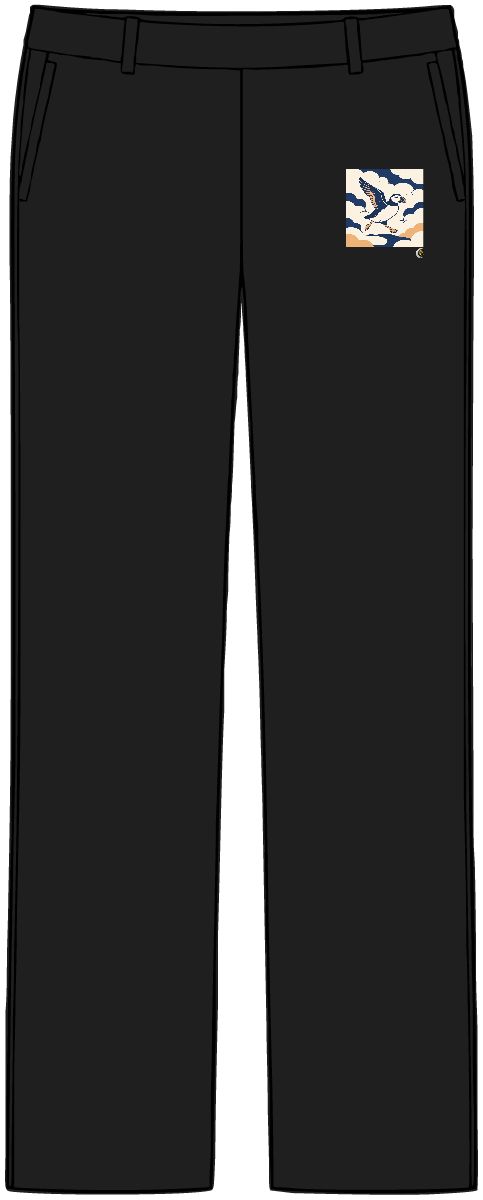 HD Puffin crossing the scene with one wing lifted Women’s Tailored Tech Trousers